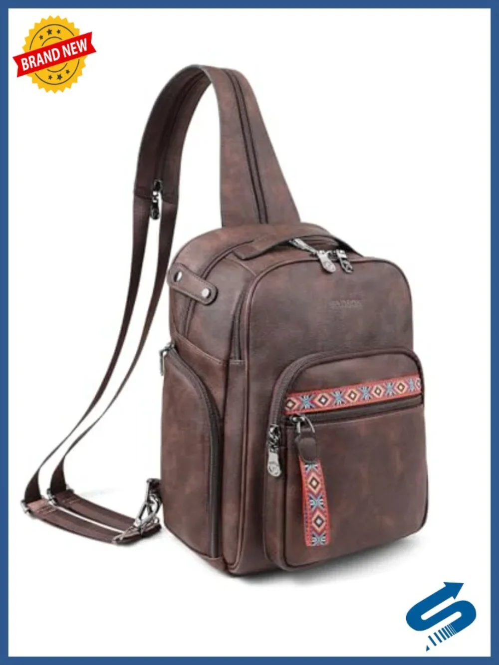Large Convertible Leather Sling Bag Women Anti Theft Crossbody Backpack 11L